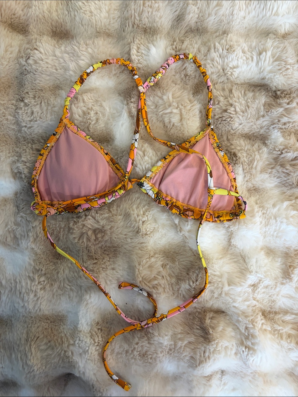 Xhilaration orange pink and yellow floral print bikini size medium - Picture 7 of 8